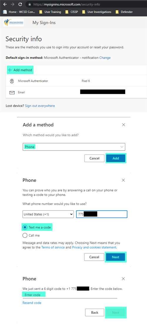 MFA Security Screen Shots
